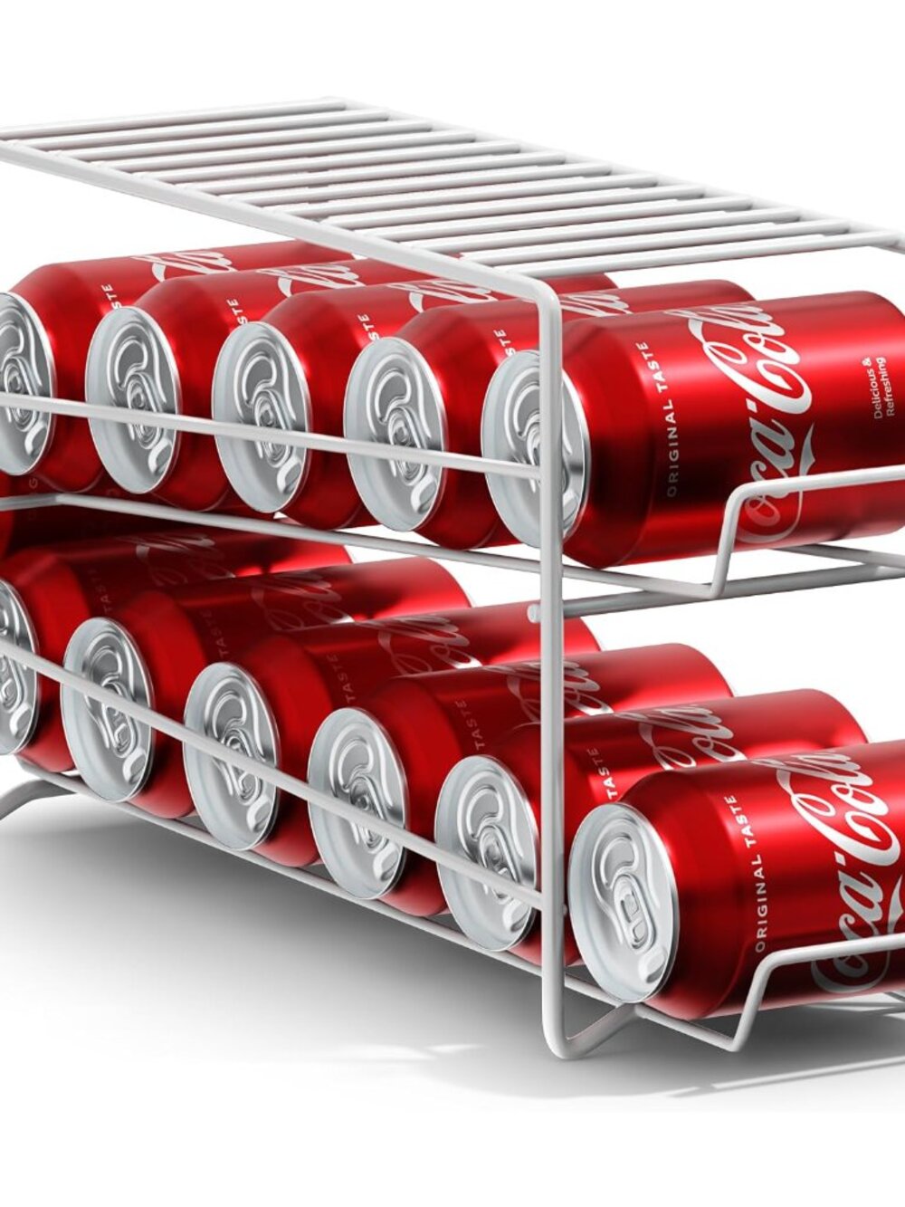 Soda Can Dispenser Rack for Fridge, Holds 12 Cans 1 Pack, White